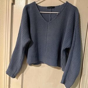 moon & madison Textured Blue V-Neck Sweater